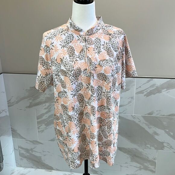 Coral Bay Women’s Golf Pineapple Print Top with cute Diamond Zipper. Size XL - Picture 1 of 9